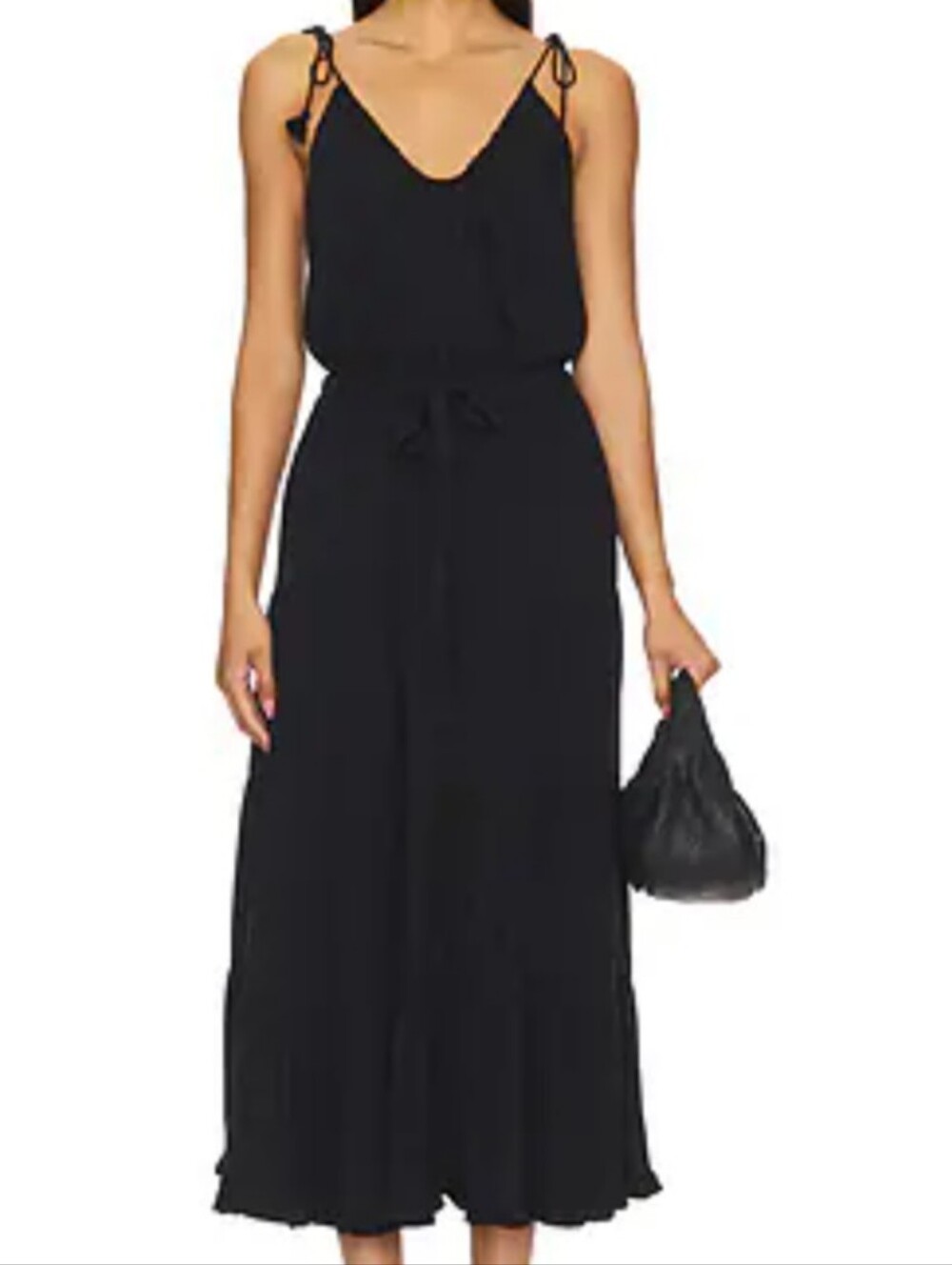 PAIGE Black Tie-Shoulder V-Neck Flowy Dress, Size 12